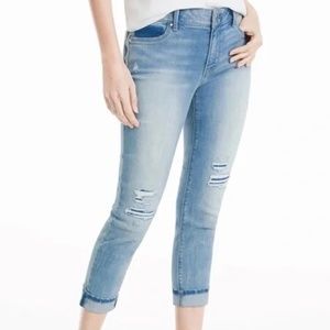 White House Black Market The Skinny Crop Distressed Denim Jeans